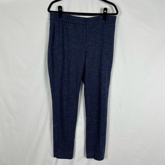 J. Crew Blue Pinstripe Wool Cotton Blend Slim Ankle Dress Pants - Women’s 10 - Picture 2 of 8